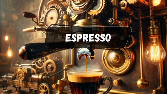 une machine à espresso de style steampunk coulant un délicieux café avec un beau crema.